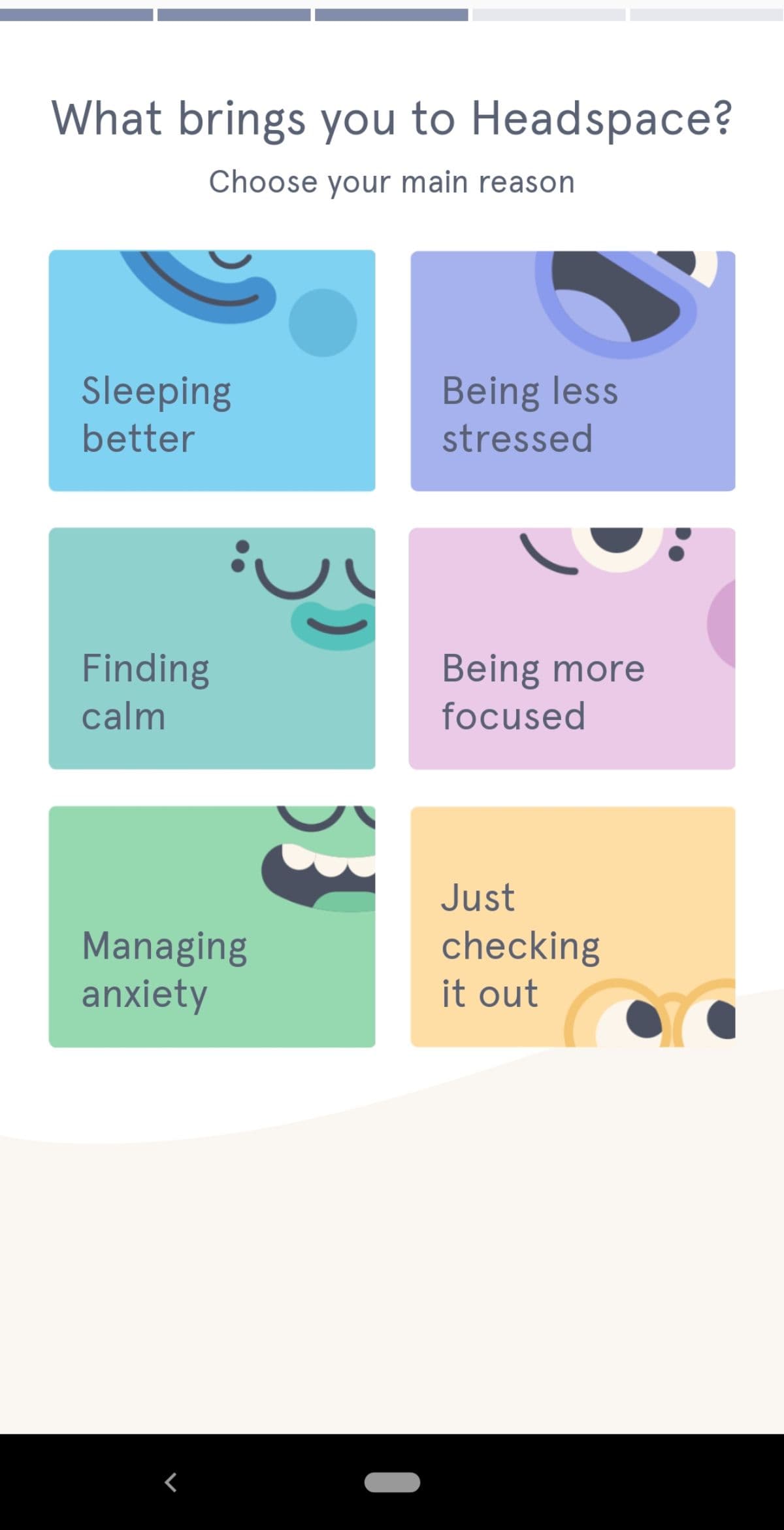 Headspace questions to drive a better onboarding