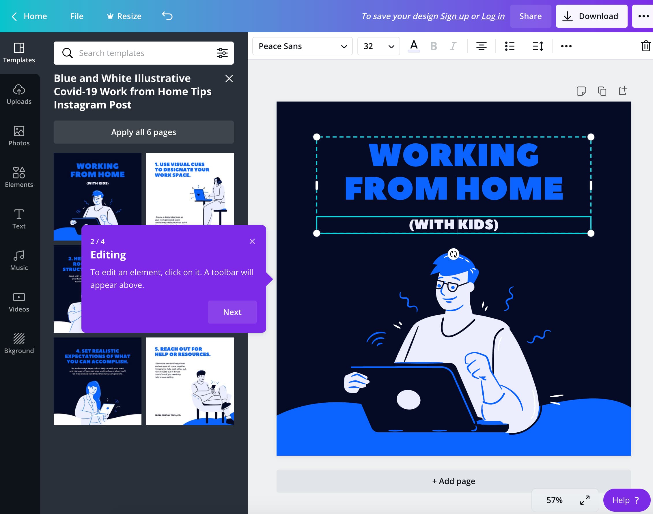 Screenshot of Canva templates 