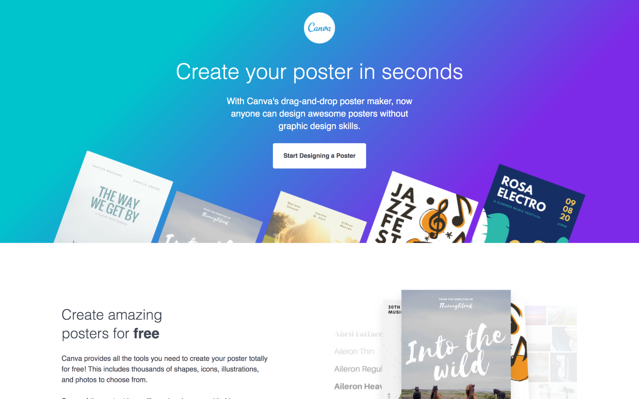 Canva poster landing page