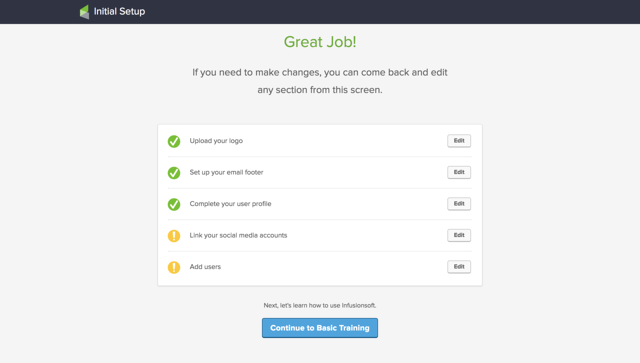 Infusionsoft Trial User Onboarding