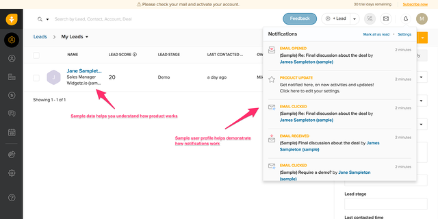 Freshsales User Onboarding