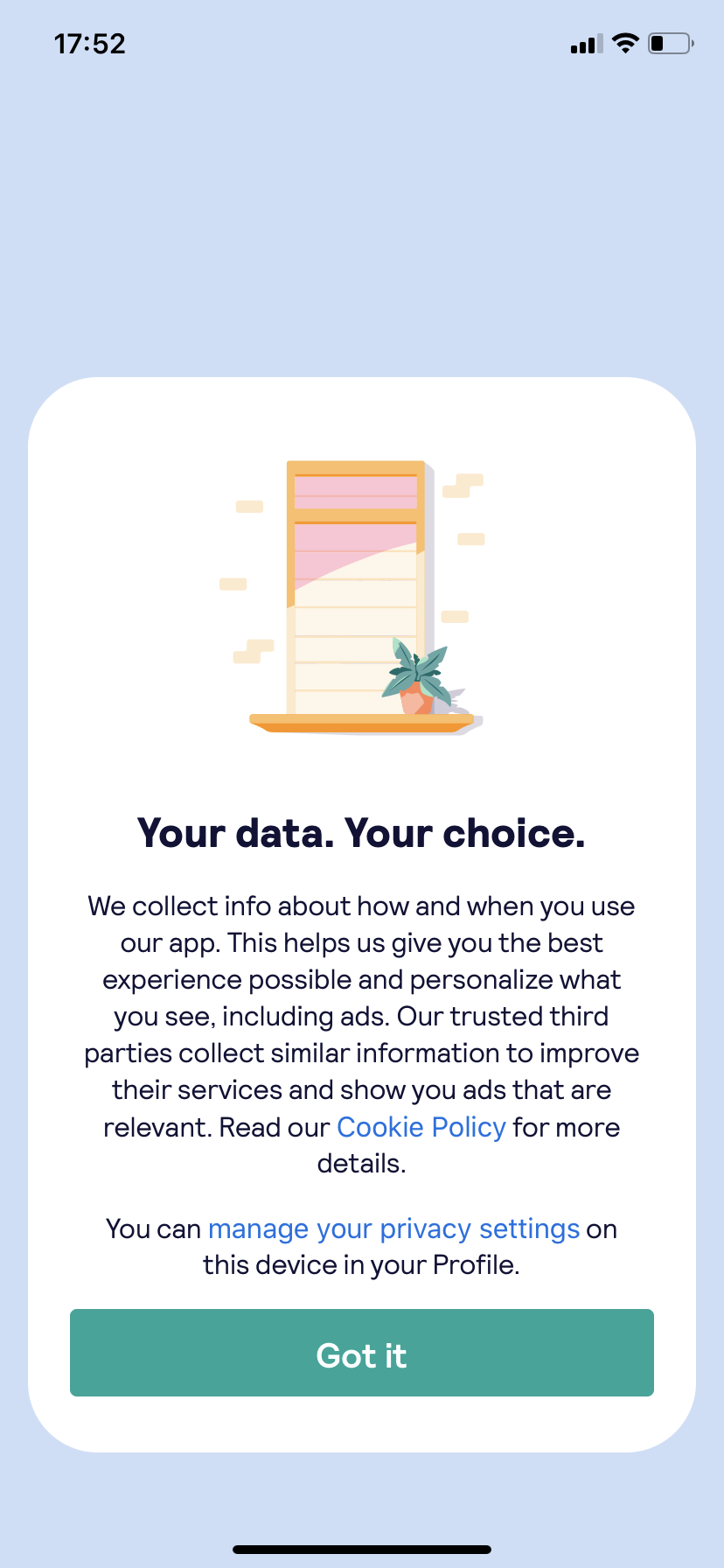 skyscanner mobile data privacy settings design