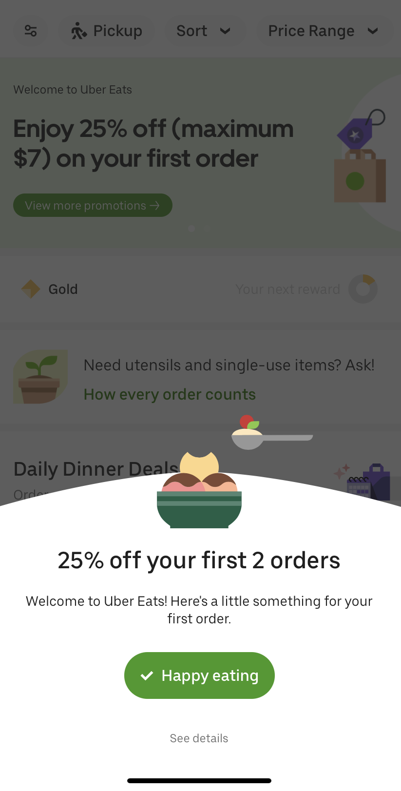 uber eats discount code in-app marketing slide up