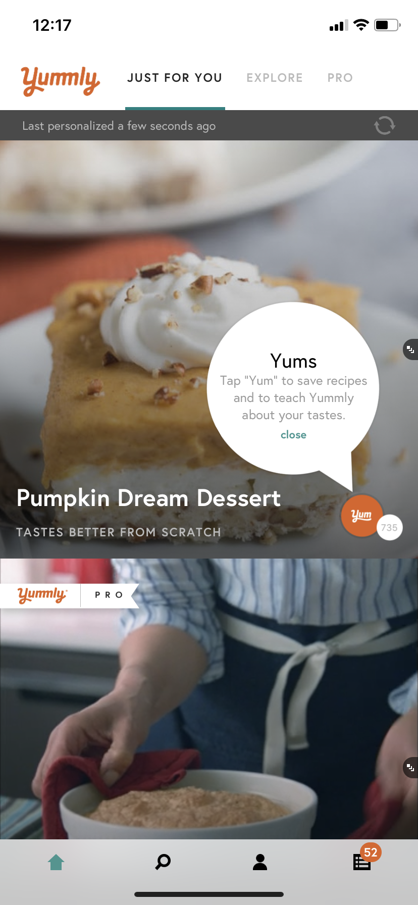 yummly speech bubble tooltip mobile feature adoption