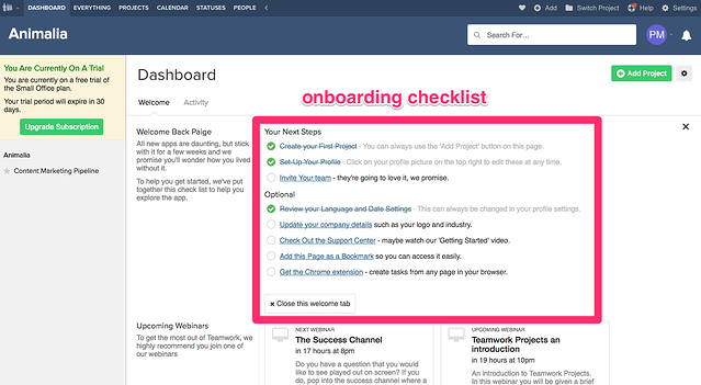 teamwork projects web onboarding