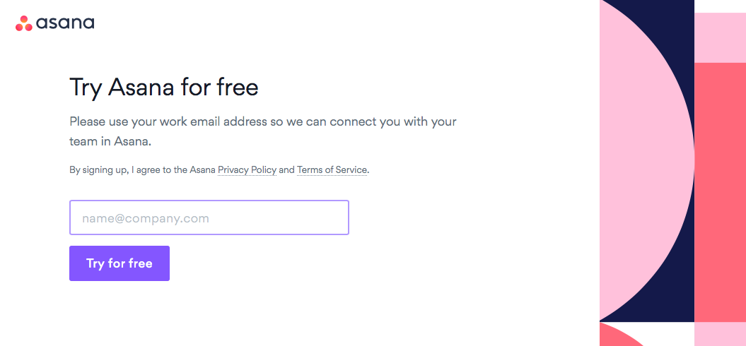 asana work email sign up