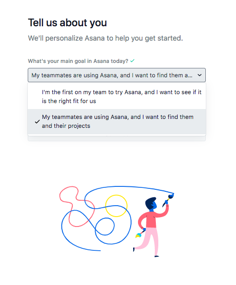 asana personalization question find a team