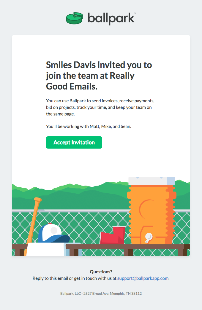 invited user welcome email example for saas finance platform